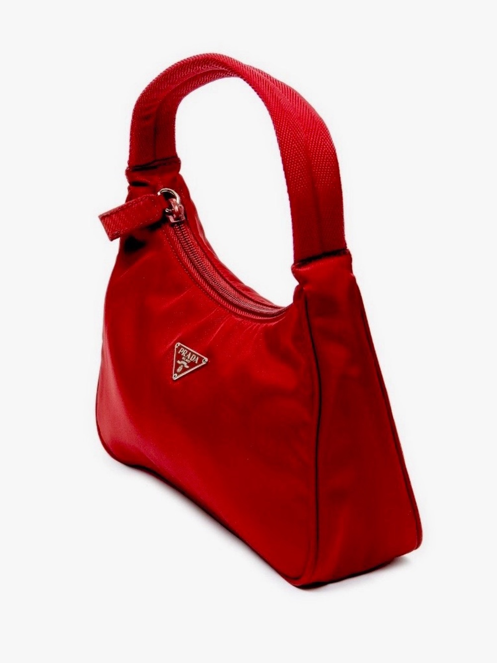 Prada⭐️Tessuto Mini Bag.. Bright Red Nylon Hobo Shoulder Bag - Picture 3 of 16
